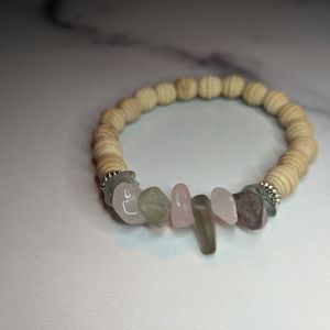 Handcrafted wooden and stone bracelet